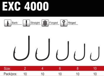 EXC 4000 haken maat 2-4-6-8-10 (10 stuks)