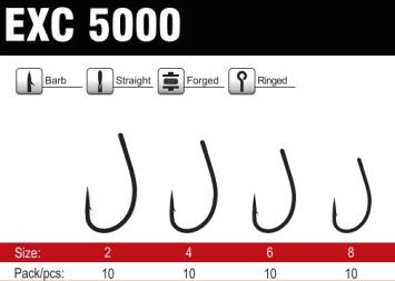 EXC 5000 haken maat 2-4-6-8 (10 stuks)